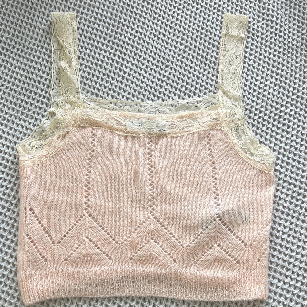 Zara Pink Lace Trim Tank Top